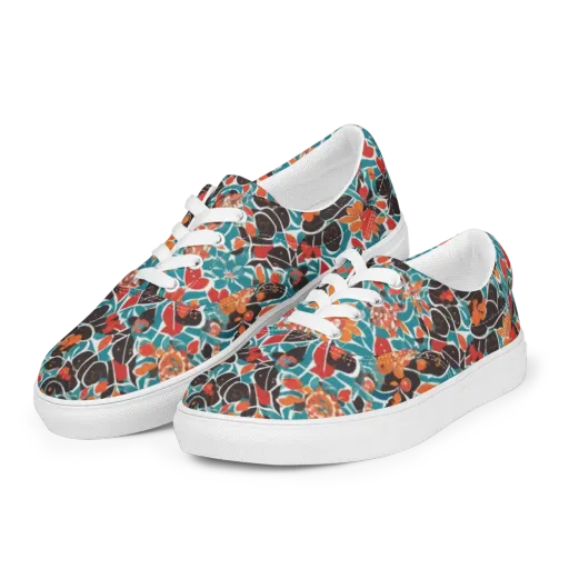 Carmine Canopy on a Men's Lace-Up Canvas Shoes
