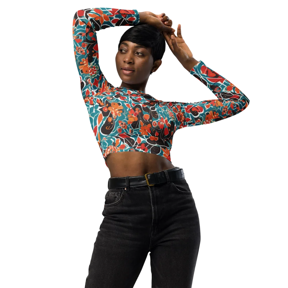 Carmine Canopy on Long Sleeve Crop Top — Front