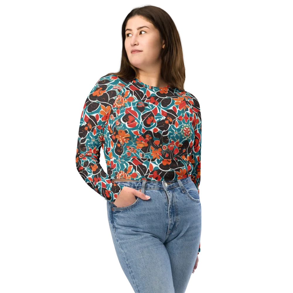 Carmine Canopy on Long Sleeve Crop Top — Front