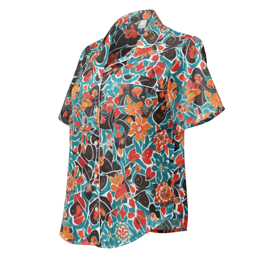 Carmine Canopy on Women's Short Sleeve Pajama Top — Left Front