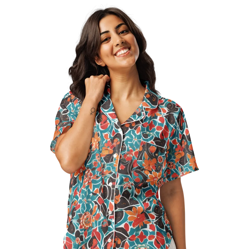 Carmine Canopy on Women's Short Sleeve Pajama Top — Front