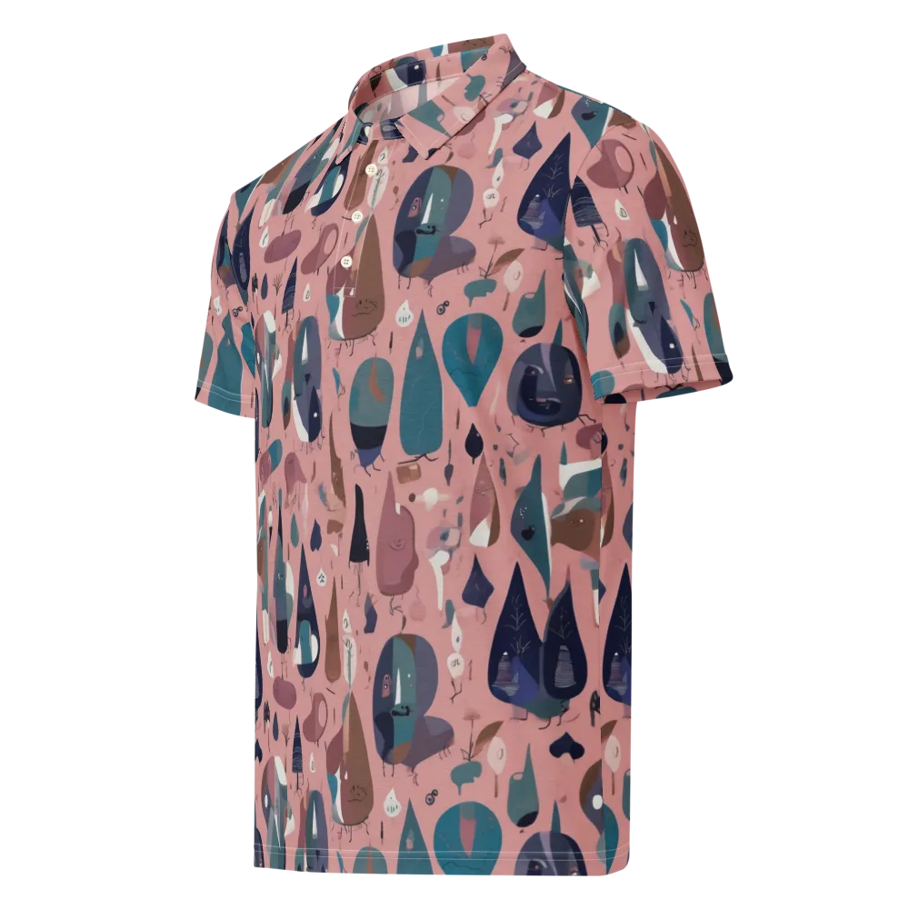 Rosy Oddbirds on Men's Slim Fit Polo Shirt — Left Front