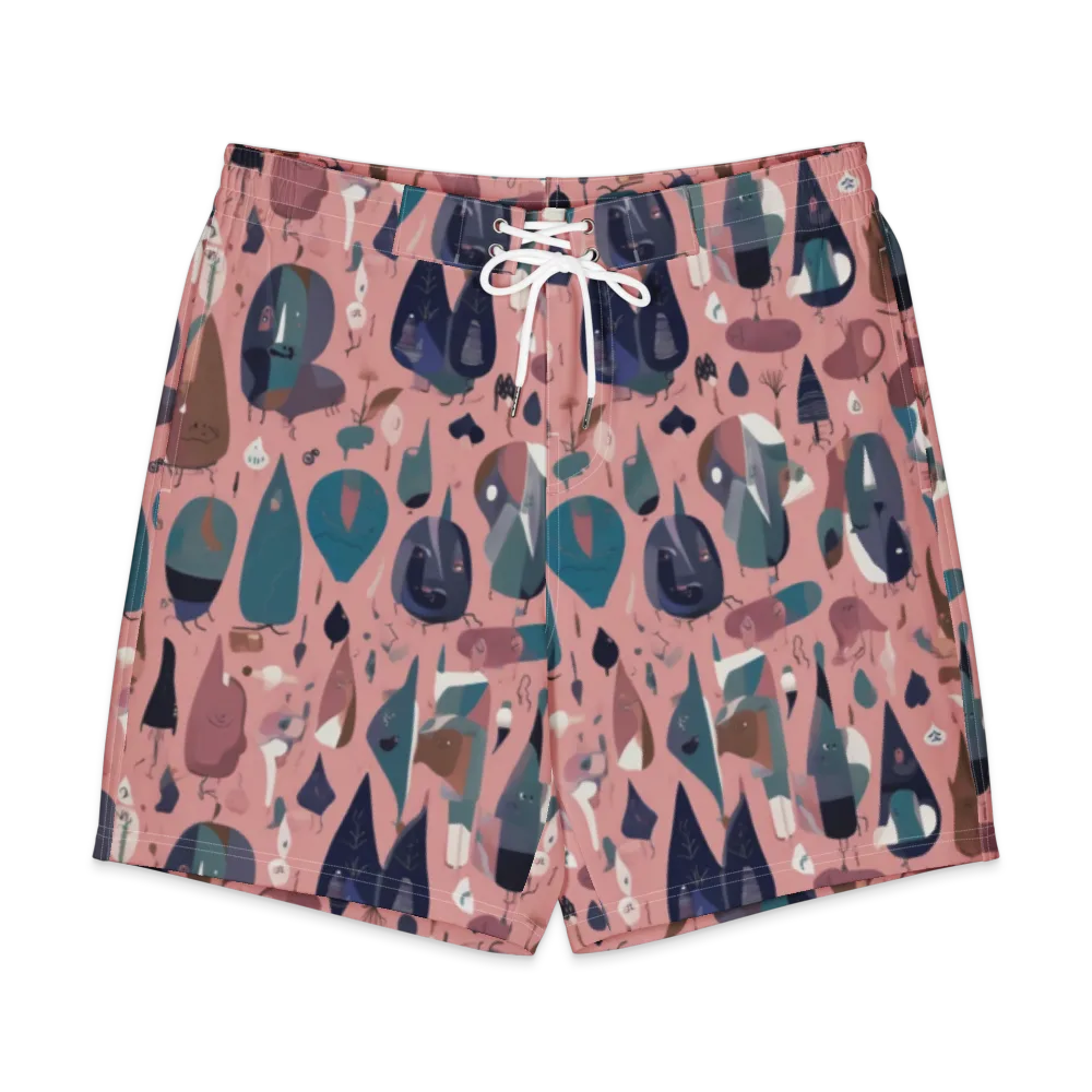 Rosy Oddbirds on Men's Board Shorts — Front