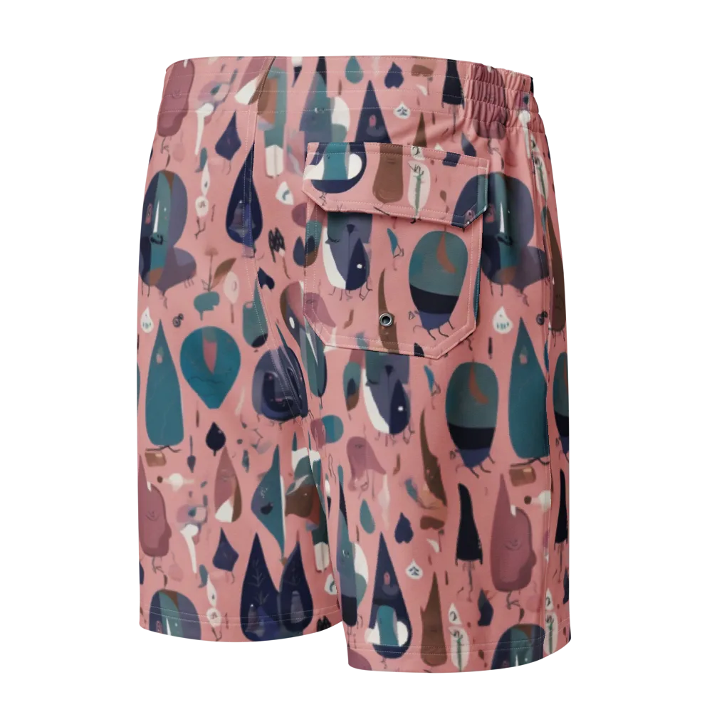 Rosy Oddbirds on Men's Board Shorts — Back
