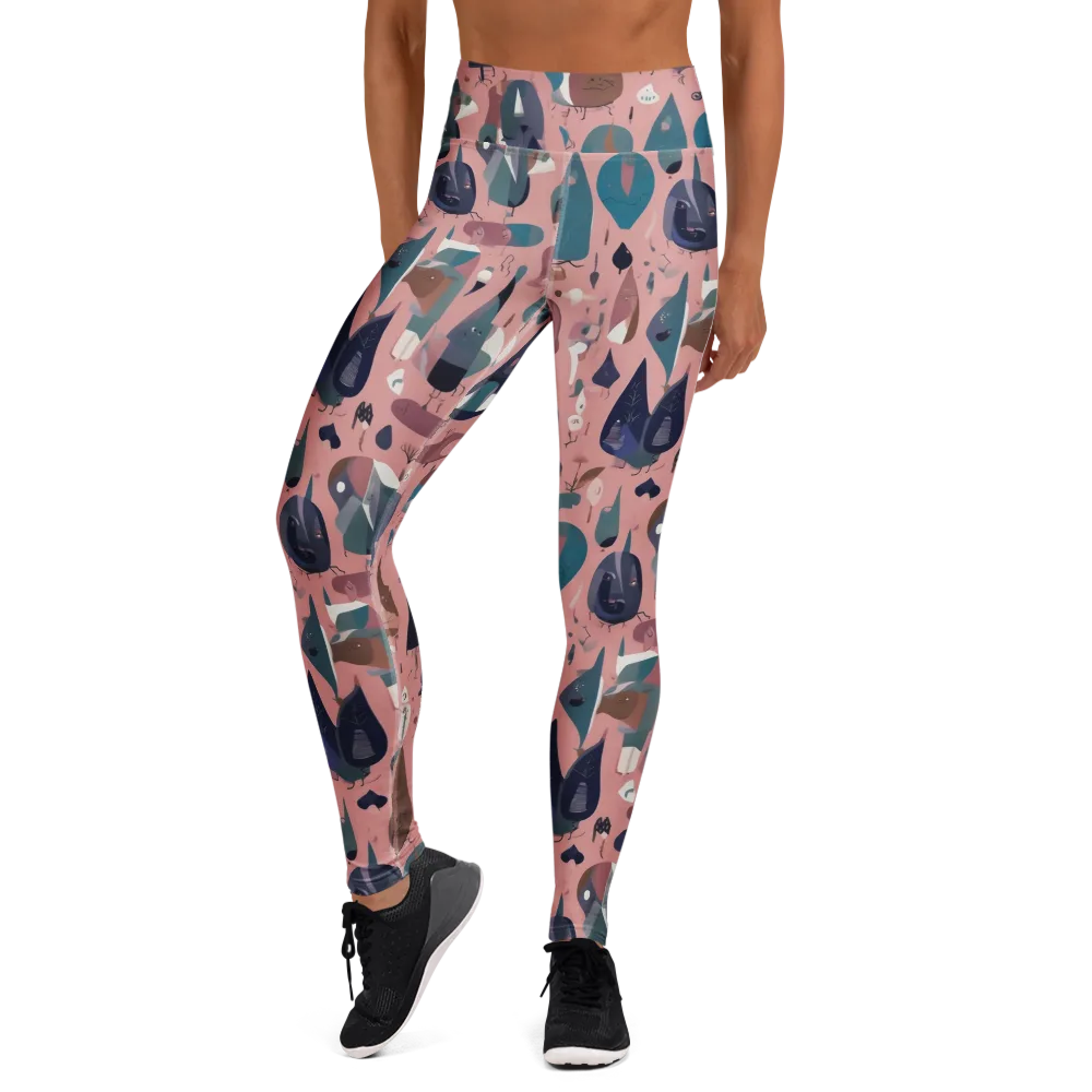 Rosy Oddbirds on Yoga Leggings — Front