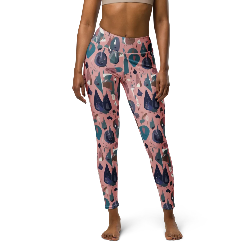 Rosy Oddbirds on Yoga Leggings — Front