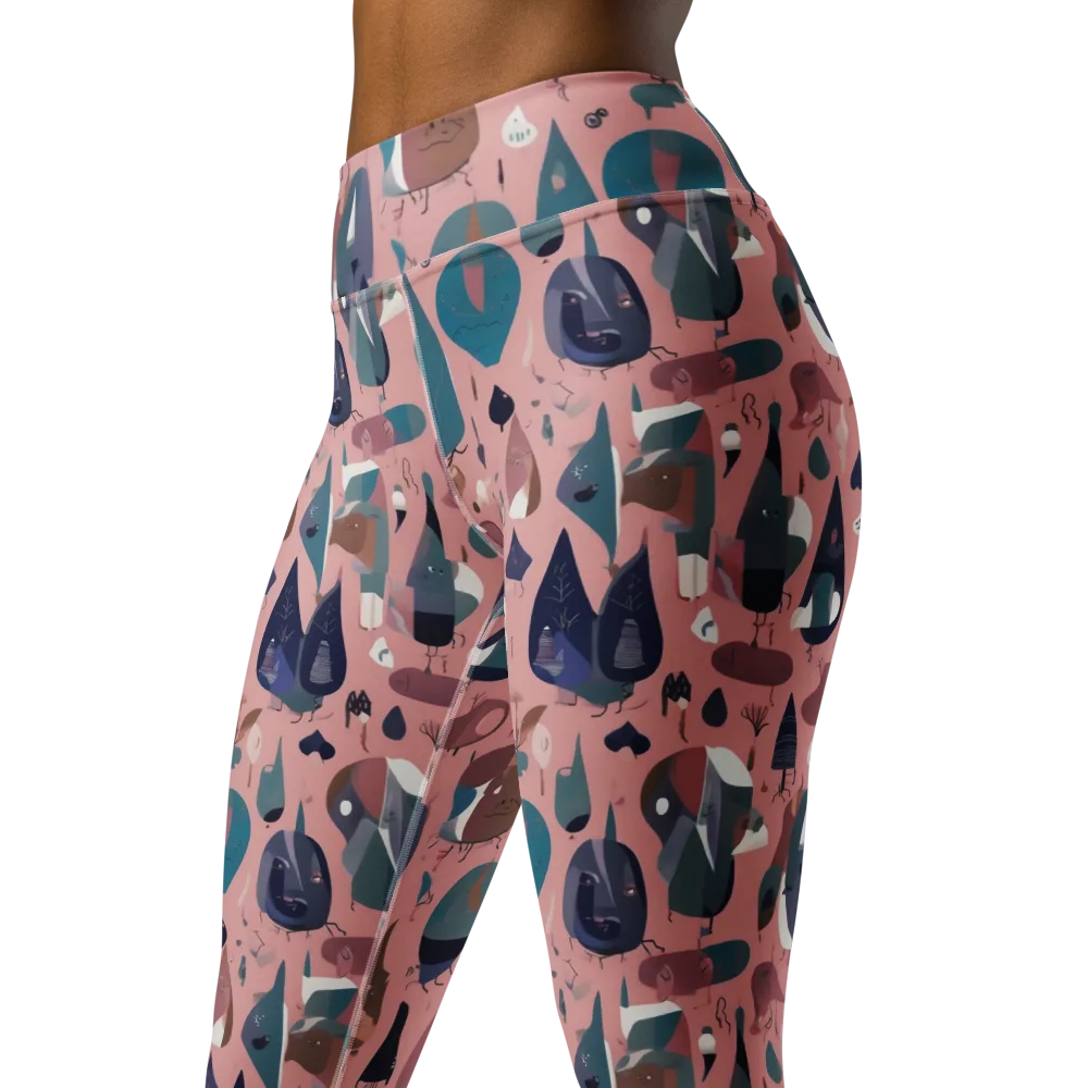 Rosy Oddbirds on Yoga Leggings — Left Front