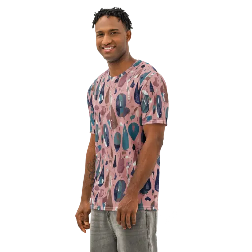 Rosy Oddbirds on a Men's Cotton Crew Neck T-Shirt
