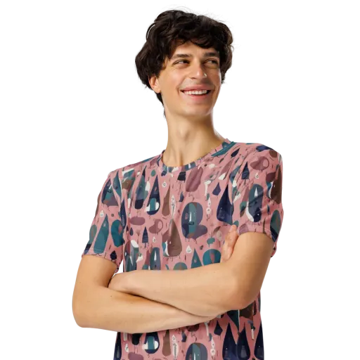 Rosy Oddbirds on a Men's Crew Neck T-Shirt