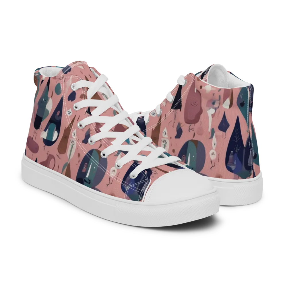 Rosy Oddbirds on Men's High Top Canvas Shoes — Right