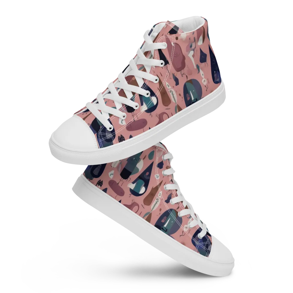 Rosy Oddbirds on Men's High Top Canvas Shoes — Front