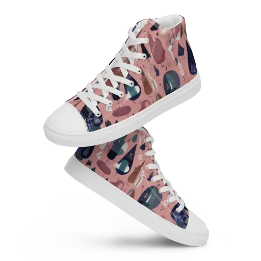 Rosy Oddbirds on a Men's High Top Canvas Shoes