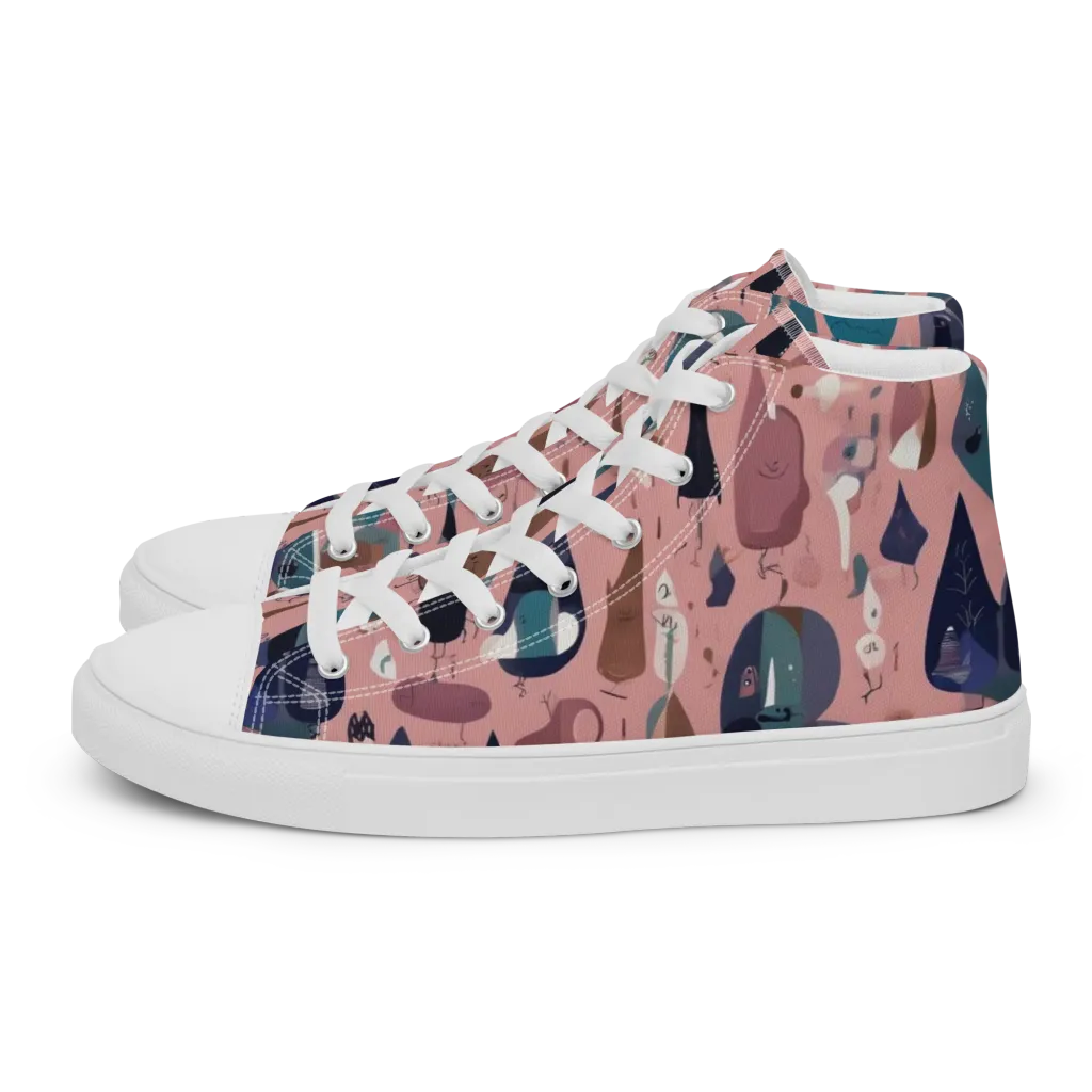 Rosy Oddbirds on Women's High Top Canvas Shoes — Left