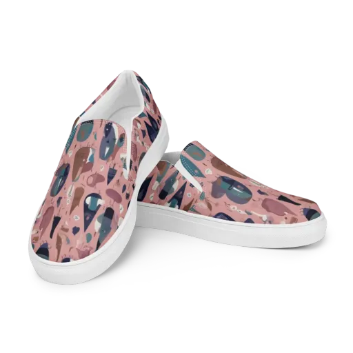 Rosy Oddbirds on a Men's Slip-On Canvas Shoes