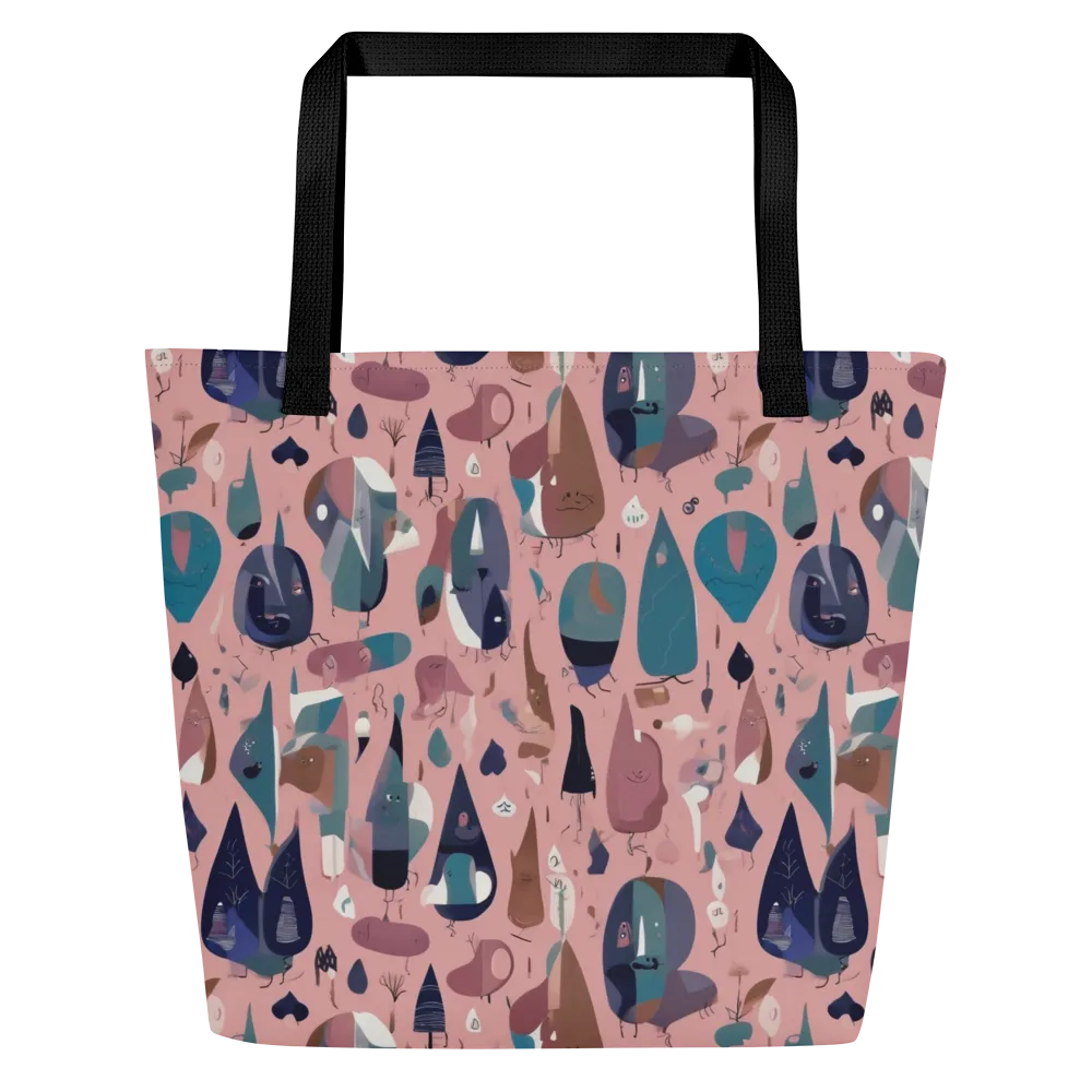 Rosy Oddbirds on Large Tote Bag W/ Pocket — Front