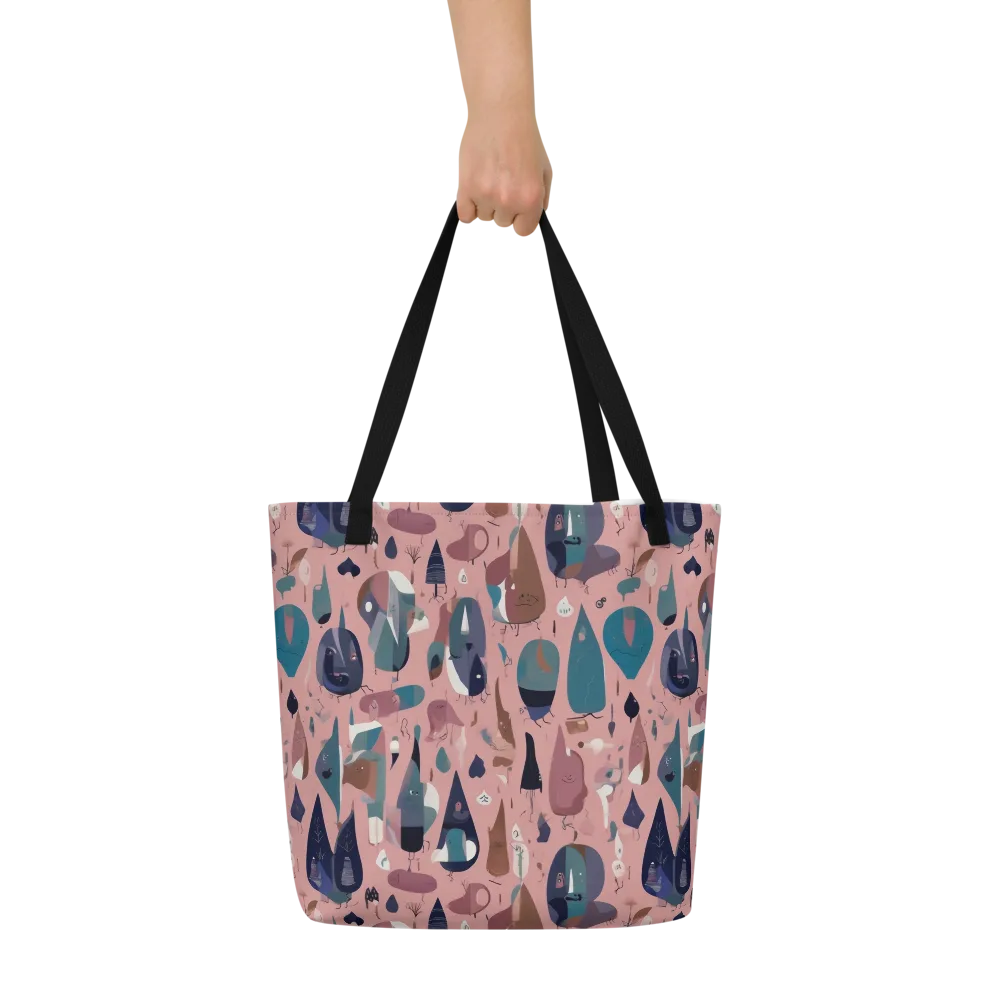 Rosy Oddbirds on Large Tote Bag W/ Pocket — Front