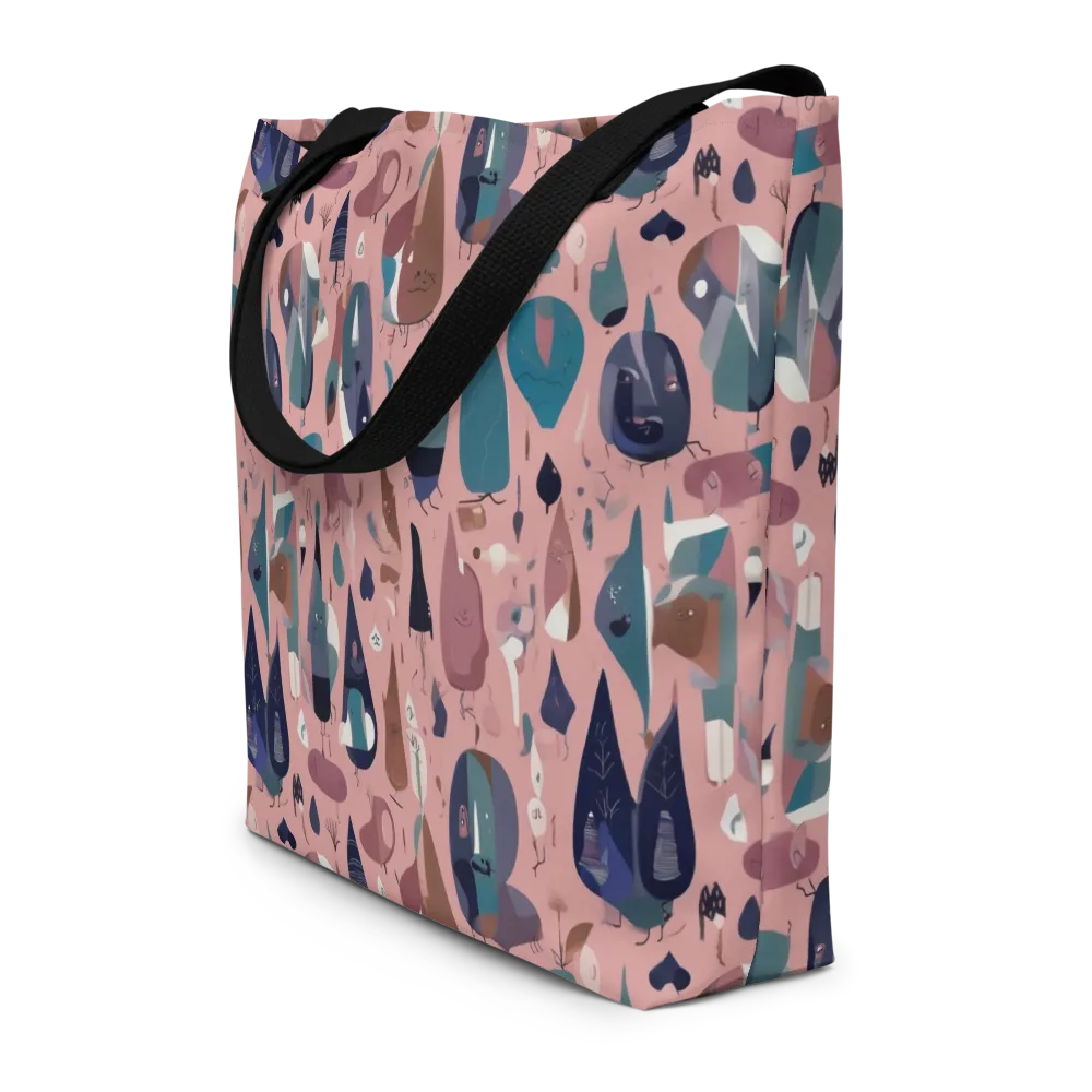 Rosy Oddbirds on Large Tote Bag W/ Pocket — Front