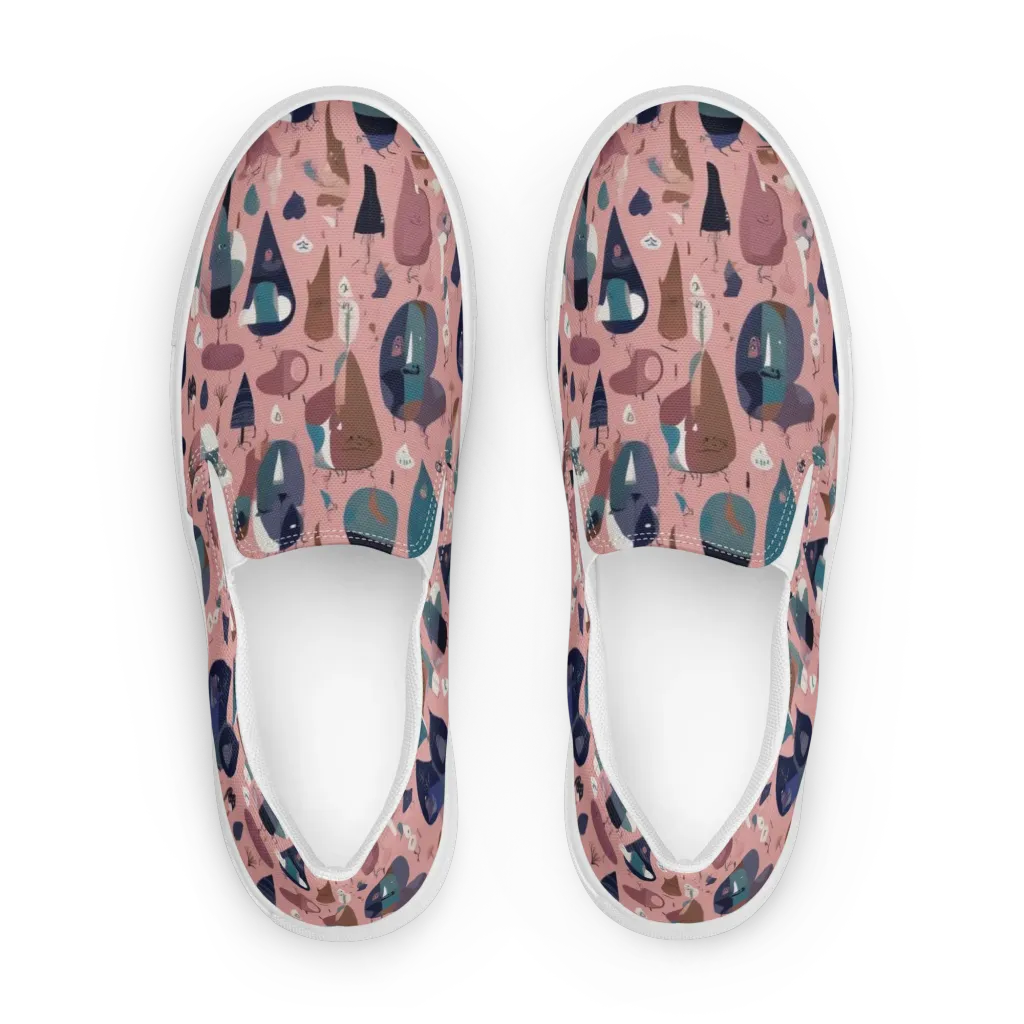 Rosy Oddbirds on Women's Slip-On Canvas Shoes — Front