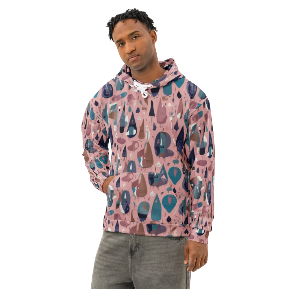 Rosy Oddbirds on Cotton Hoodie — Left Front
