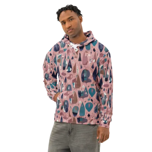 Rosy Oddbirds on a Cotton Hoodie