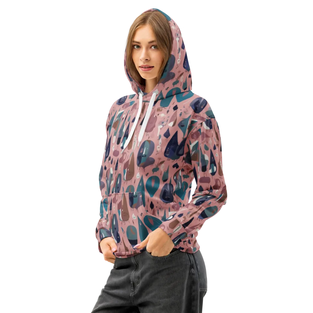 Rosy Oddbirds on Cotton Hoodie — Left Front