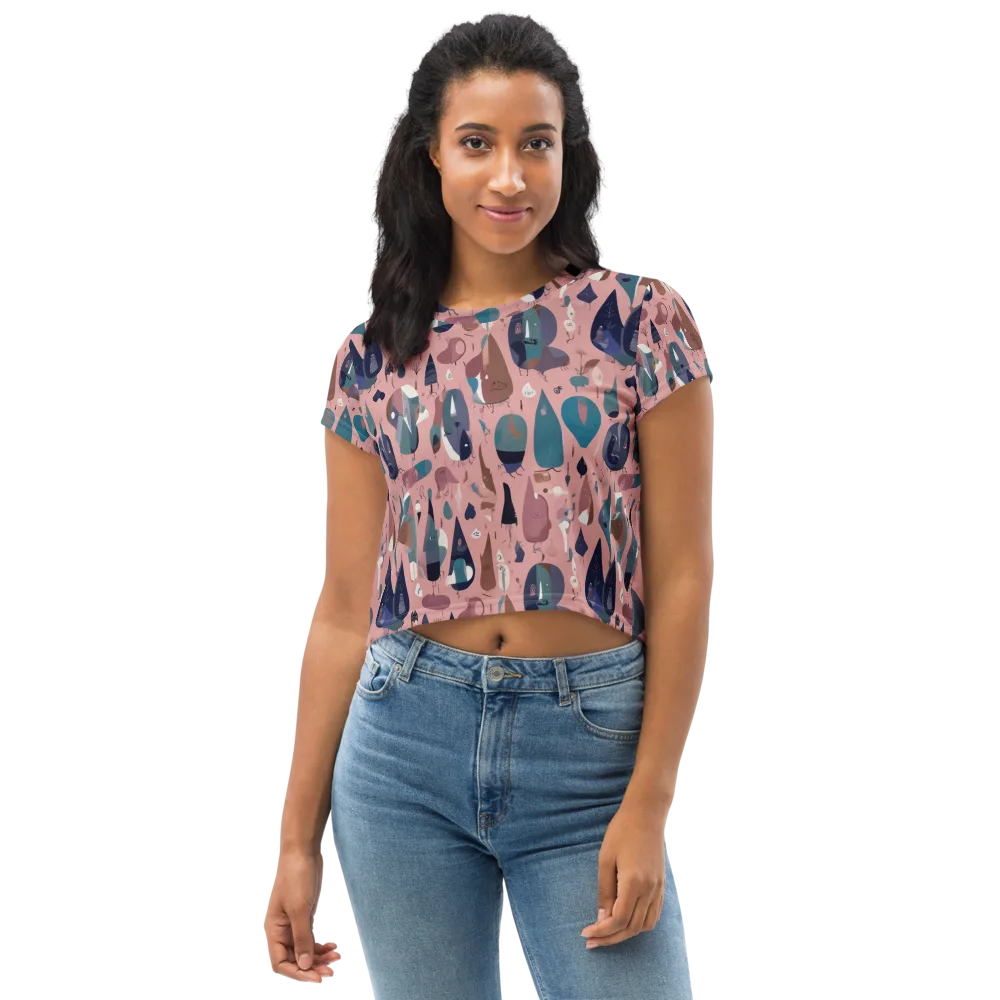 Rosy Oddbirds on Crop Tee — Front