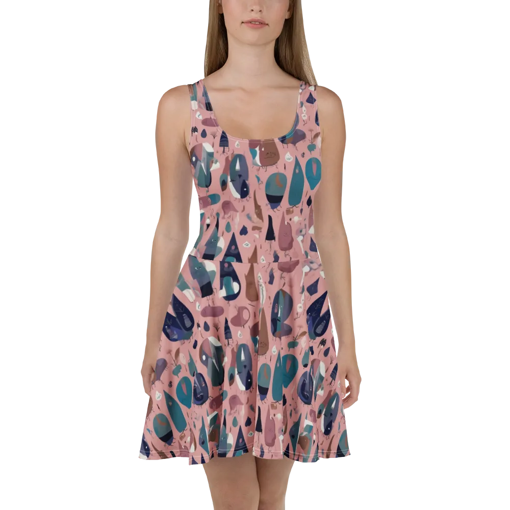 Rosy Oddbirds on Skater Dress — Front