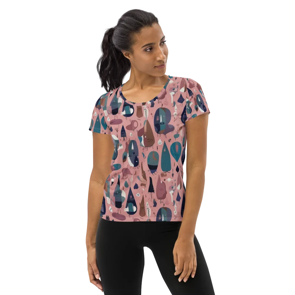 Rosy Oddbirds on Women's Athletic T-Shirt — Front