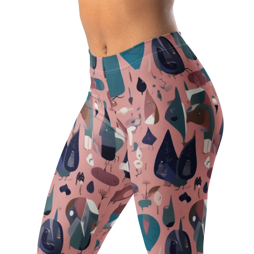 Rosy Oddbirds on Leggings — Left Front