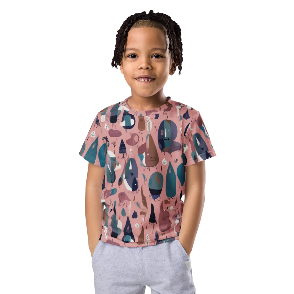 Rosy Oddbirds on Kids Crew Neck T-Shirt — Front