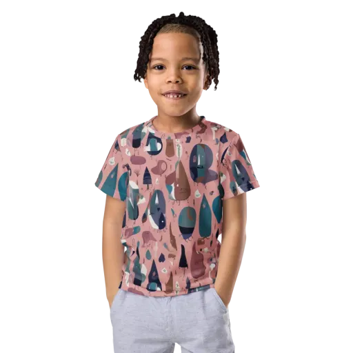 Rosy Oddbirds on a Kids Crew Neck T-Shirt
