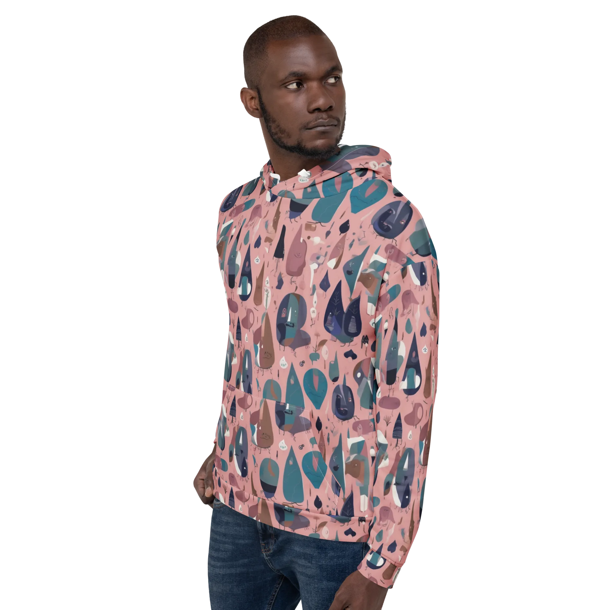 Rosy Oddbirds on Hoodie — Left