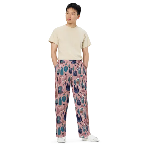 Rosy Oddbirds on a Wide-Leg Pants