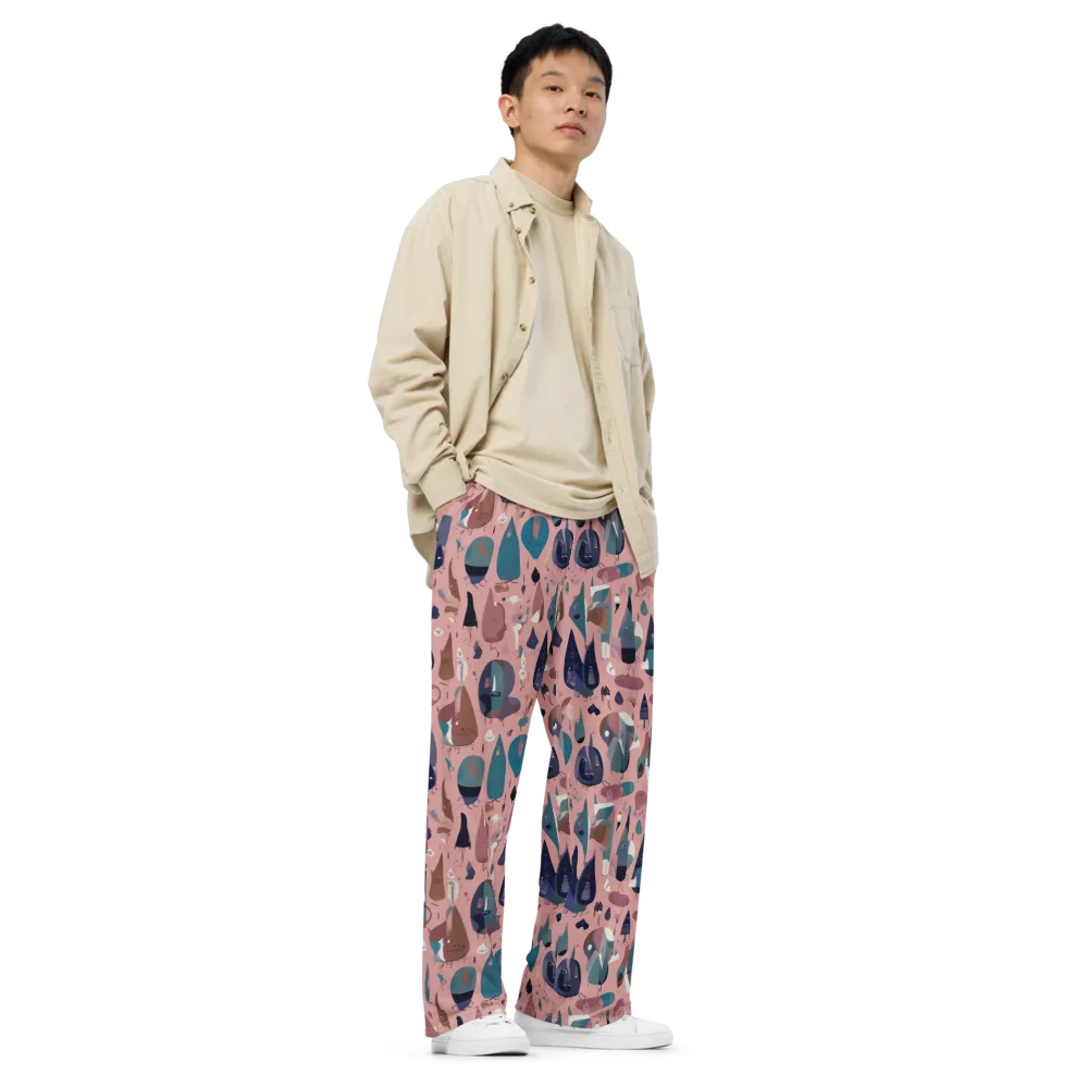 Rosy Oddbirds on Wide-Leg Pants — Right Front