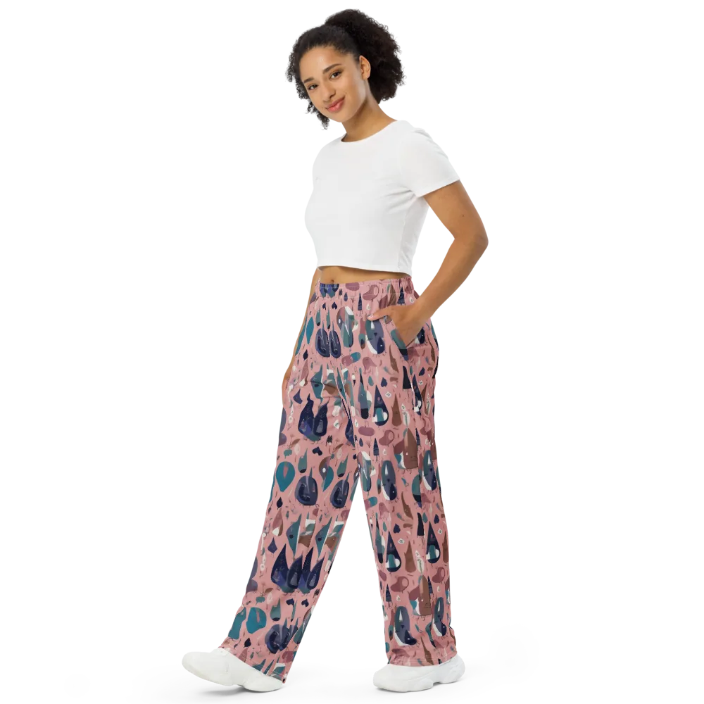 Rosy Oddbirds on Wide-Leg Pants — Left Front