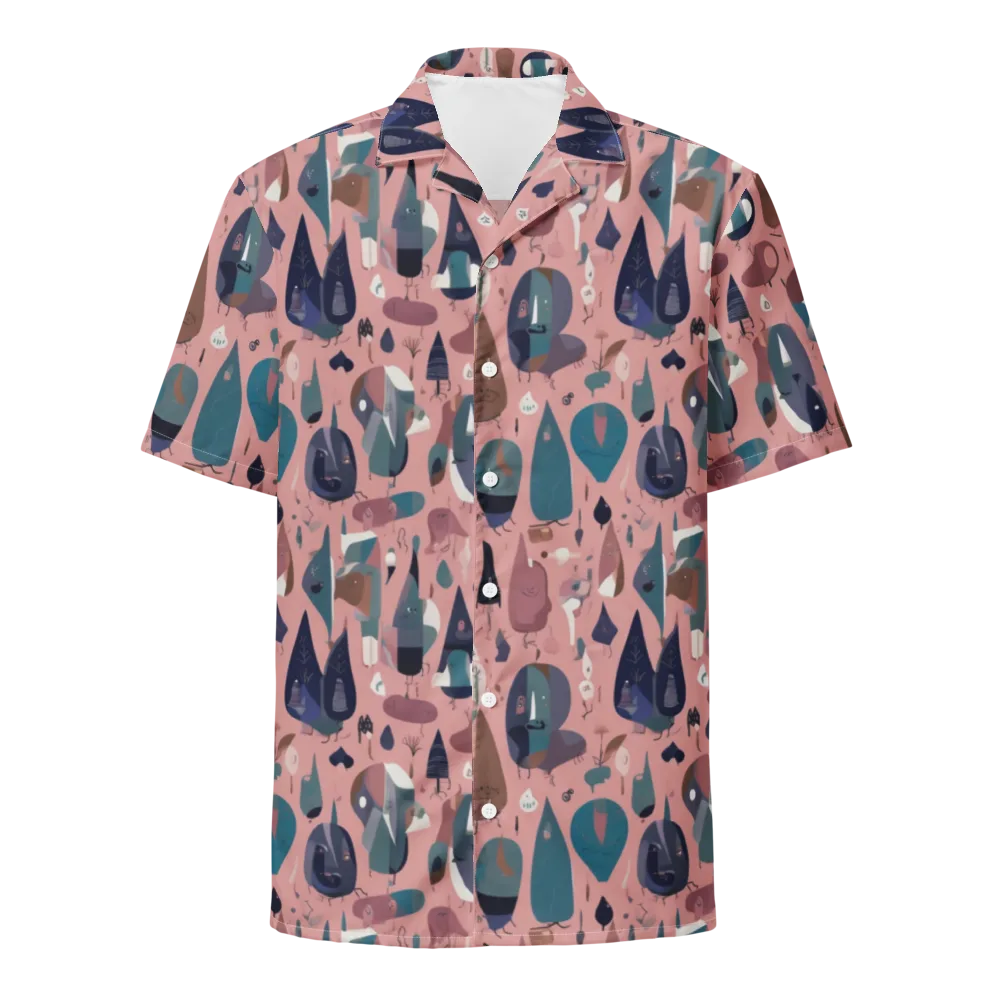 Rosy Oddbirds on Button Shirt — Front