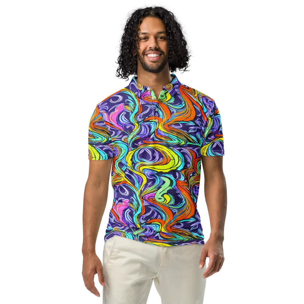 Flux Fantasia on Men's Slim Fit Polo Shirt — Front