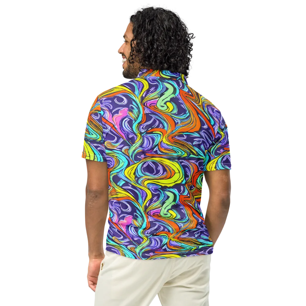 Flux Fantasia on Men's Slim Fit Polo Shirt — Back
