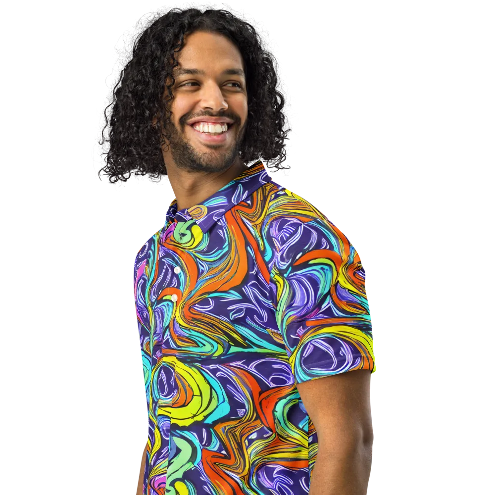 Flux Fantasia on Men's Slim Fit Polo Shirt — Left Front