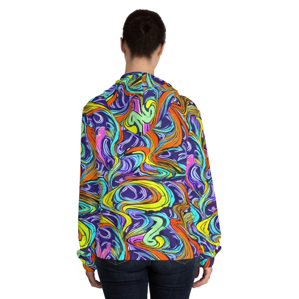 Flux Fantasia on Women's Full-Zip Hoodie — Back On Person