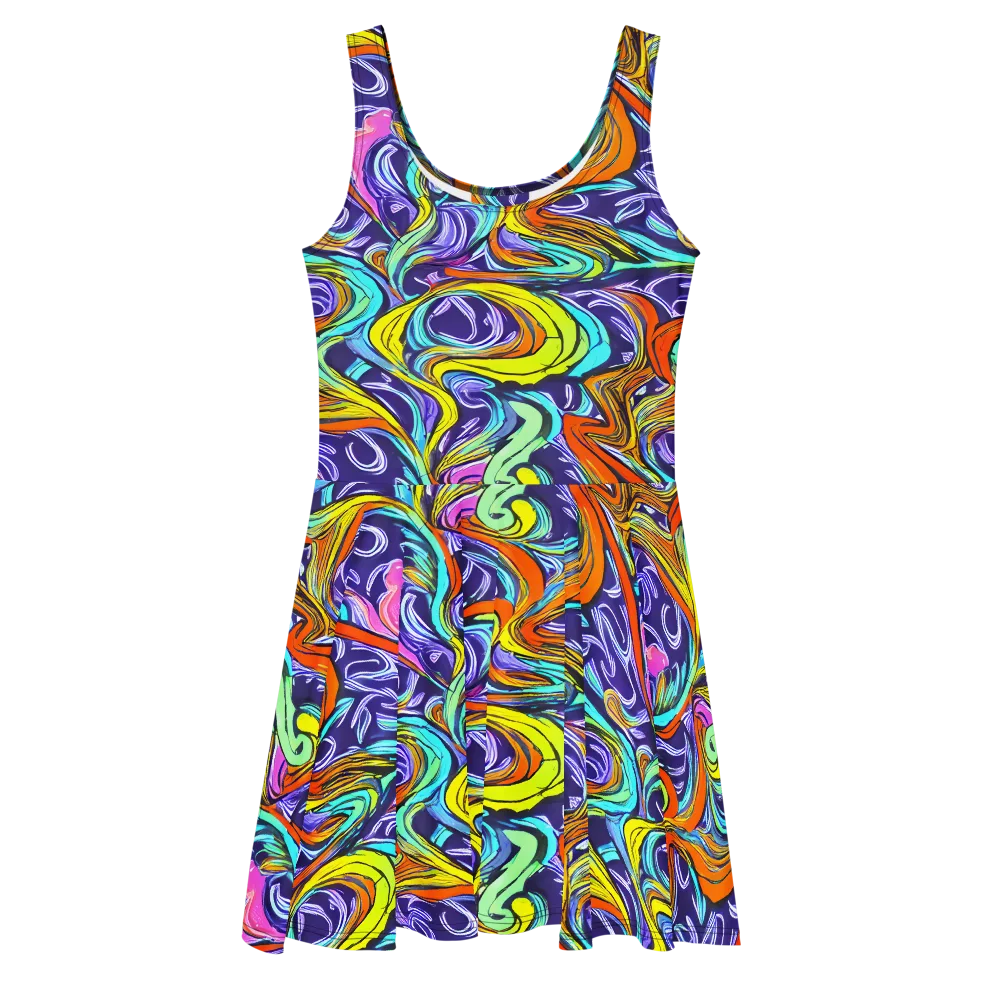 Flux Fantasia on Skater Dress — Front