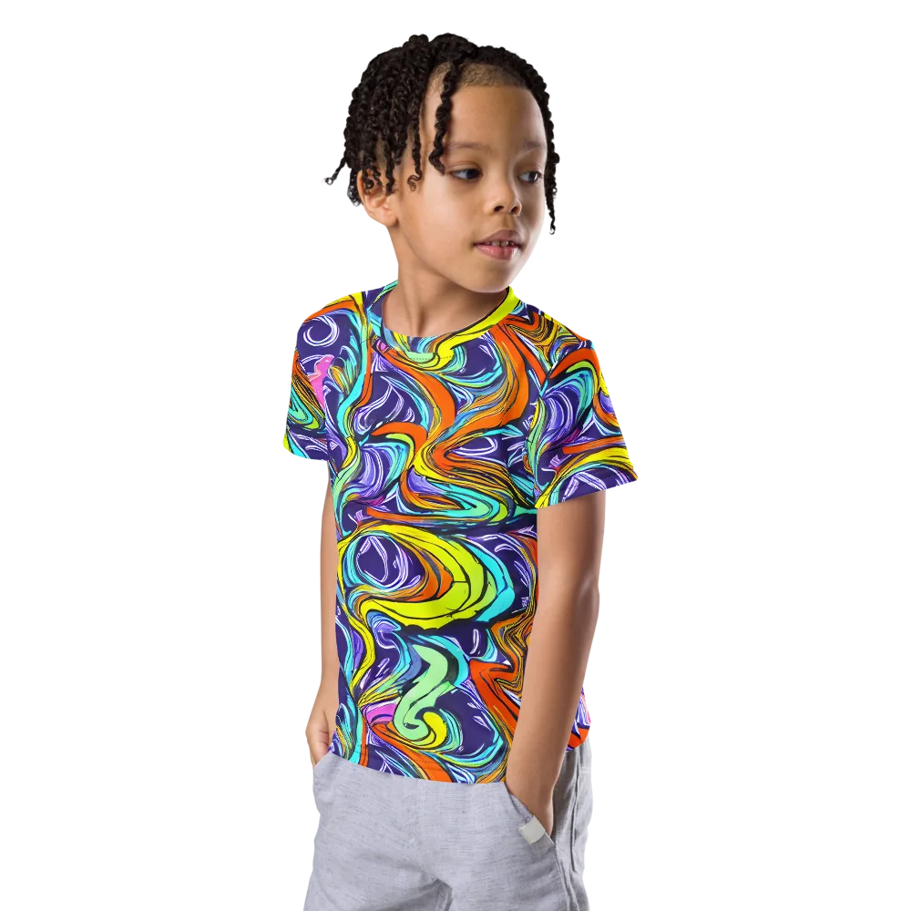 Flux Fantasia on Kids Crew Neck T-Shirt — Left Front