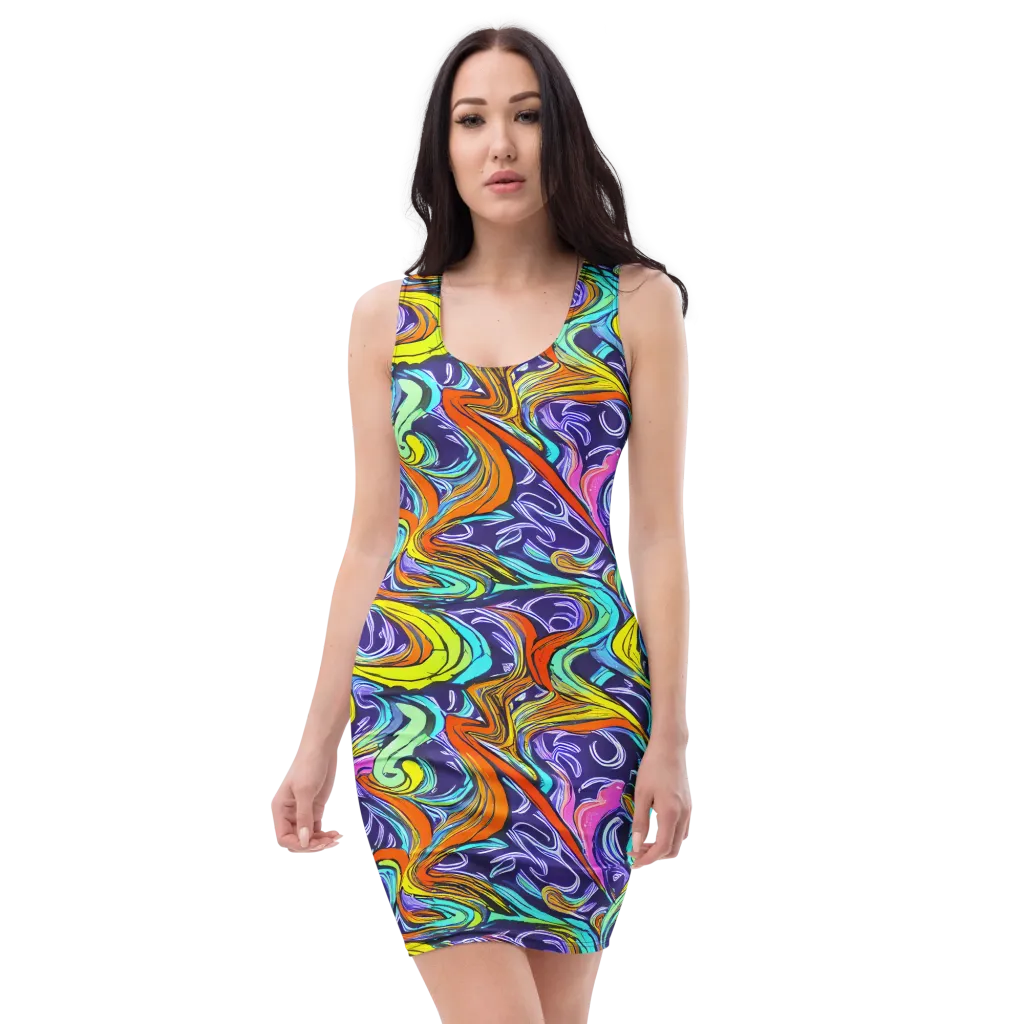 Flux Fantasia on Bodycon Dress — Front