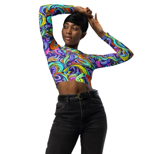 Flux Fantasia on a Long Sleeve Crop Top