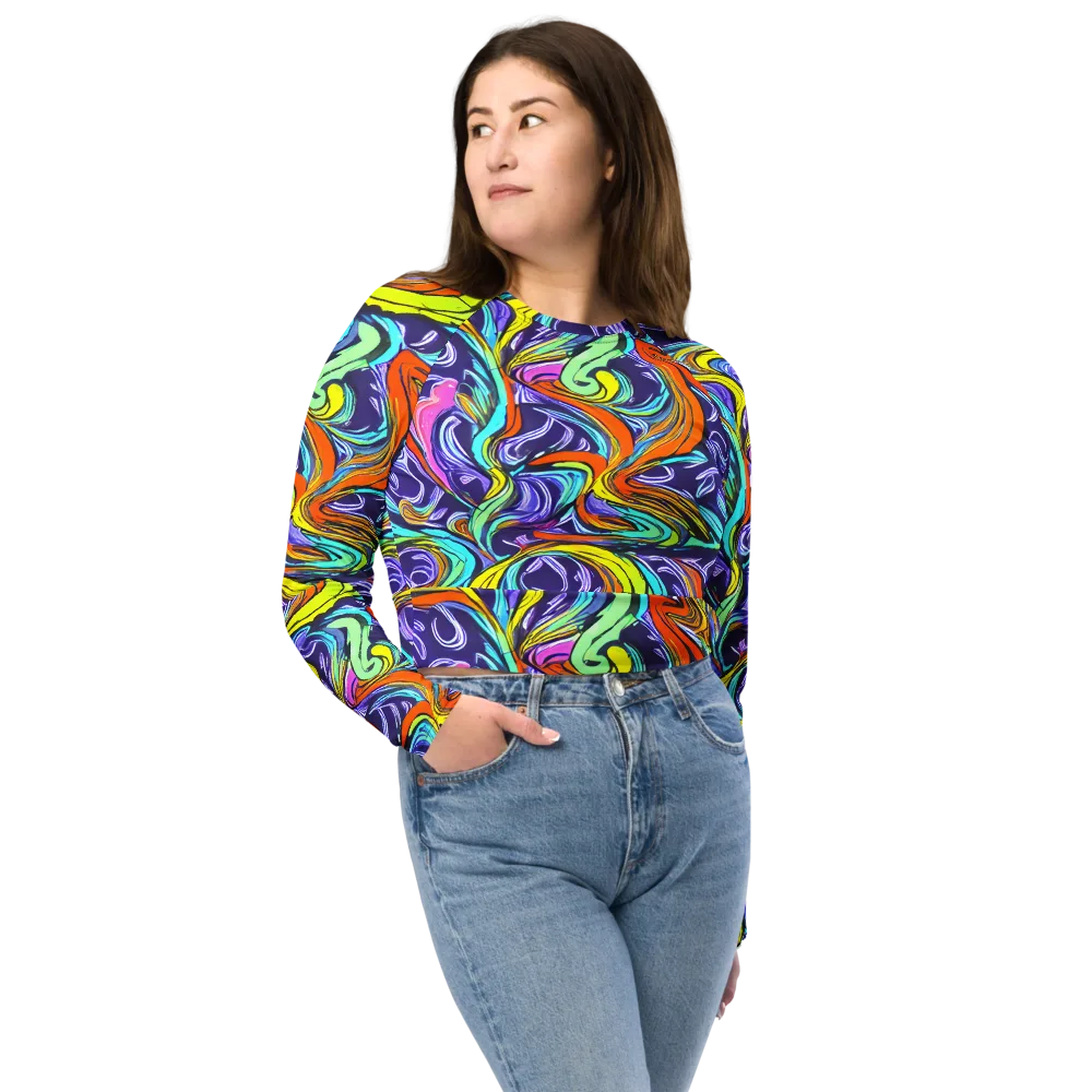 Flux Fantasia on Long Sleeve Crop Top — Front