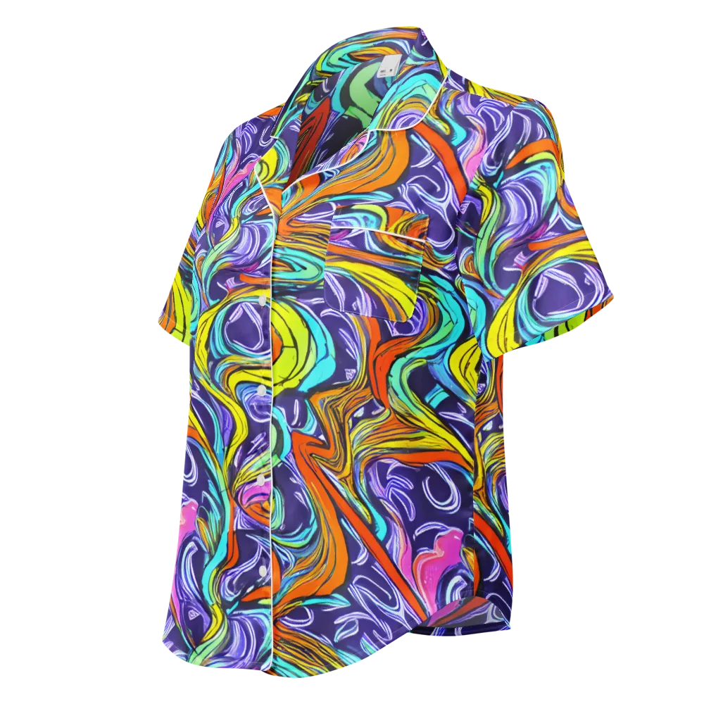 Flux Fantasia on Women's Short Sleeve Pajama Top — Left Front