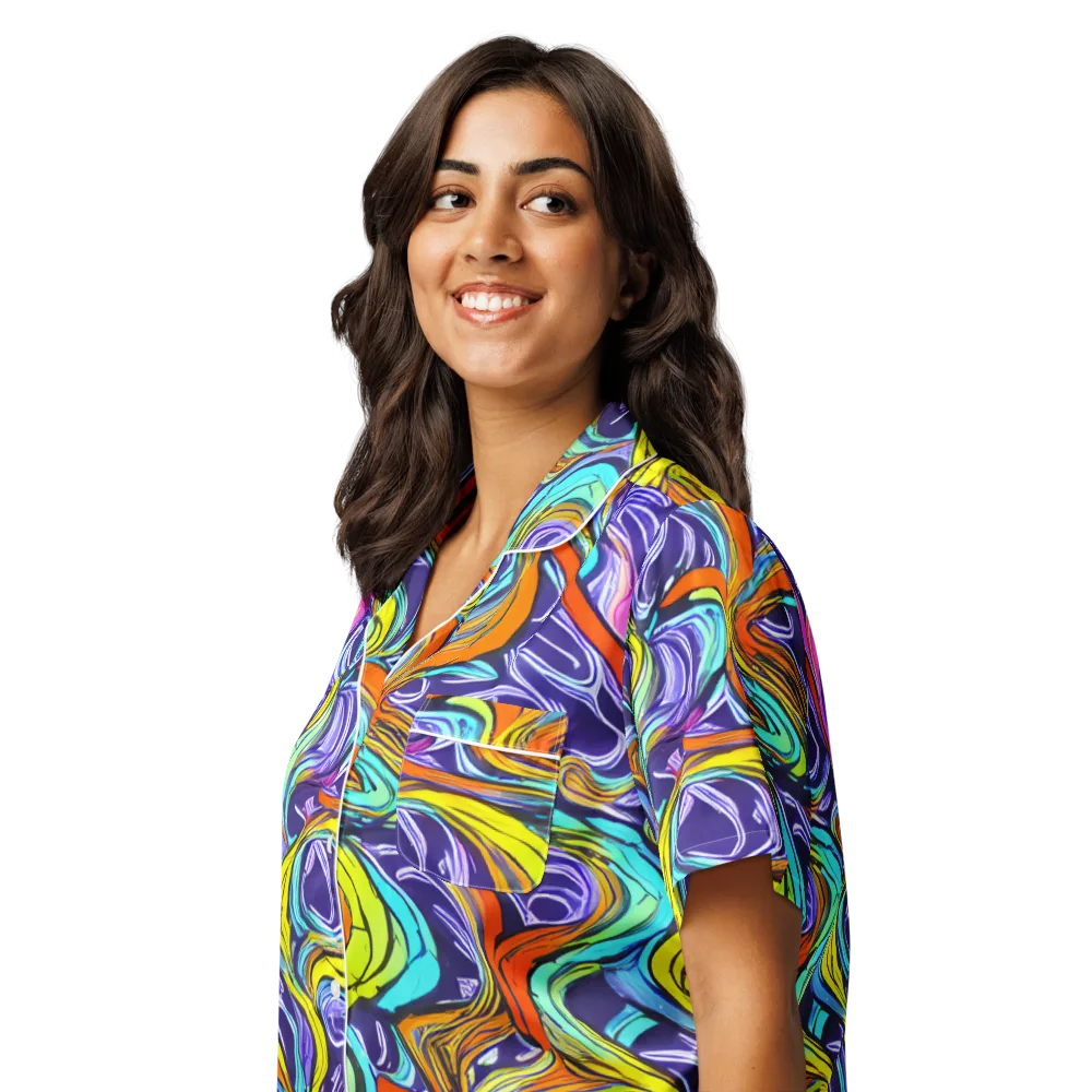 Flux Fantasia on Women's Short Sleeve Pajama Top — Left Front