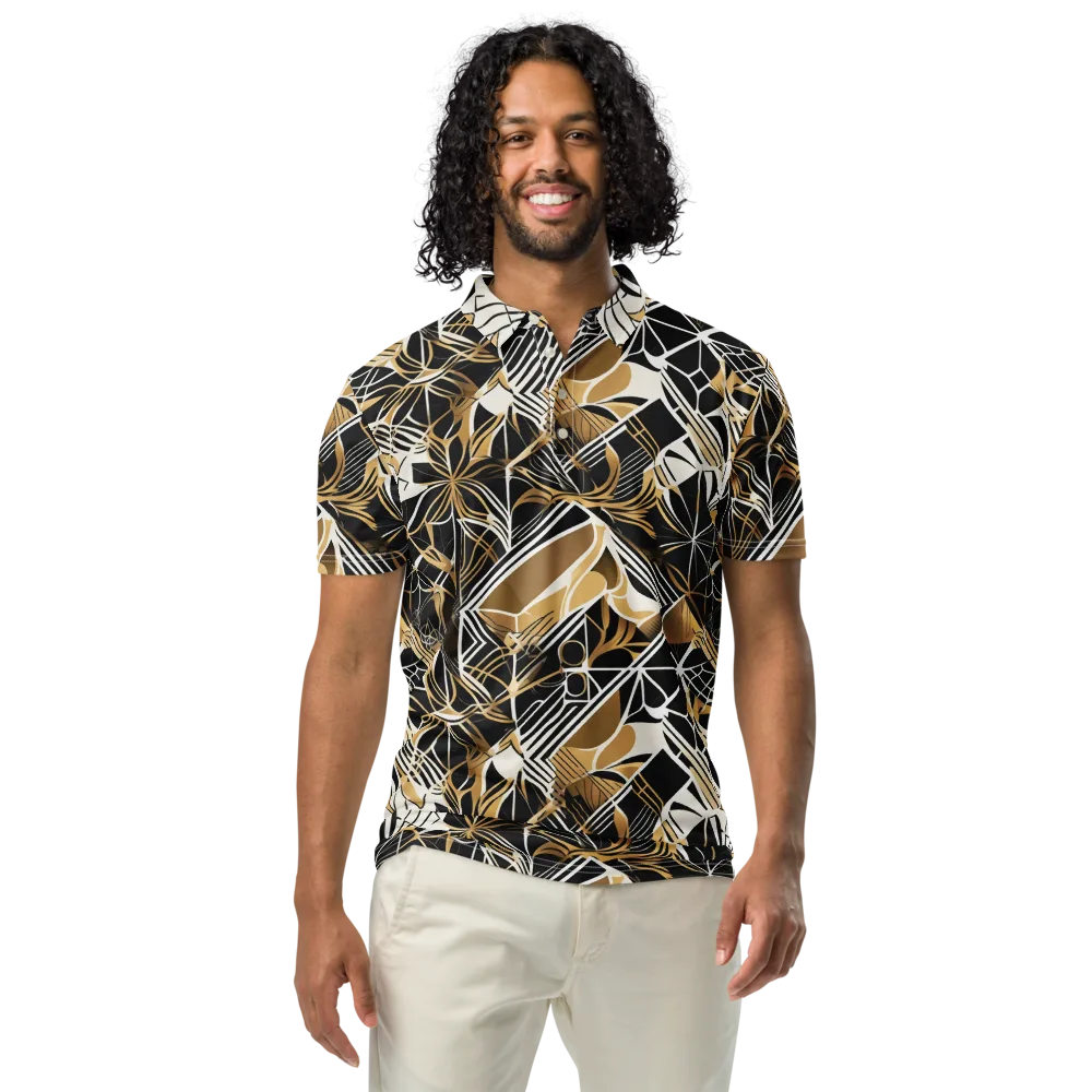 Black Tie Botanica on Men's Slim Fit Polo Shirt — Front
