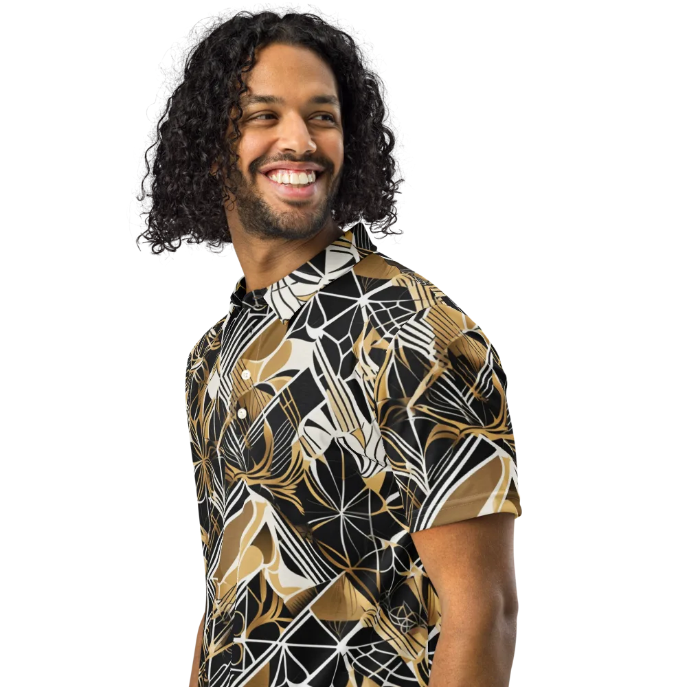 Black Tie Botanica on Men's Slim Fit Polo Shirt — Left Front