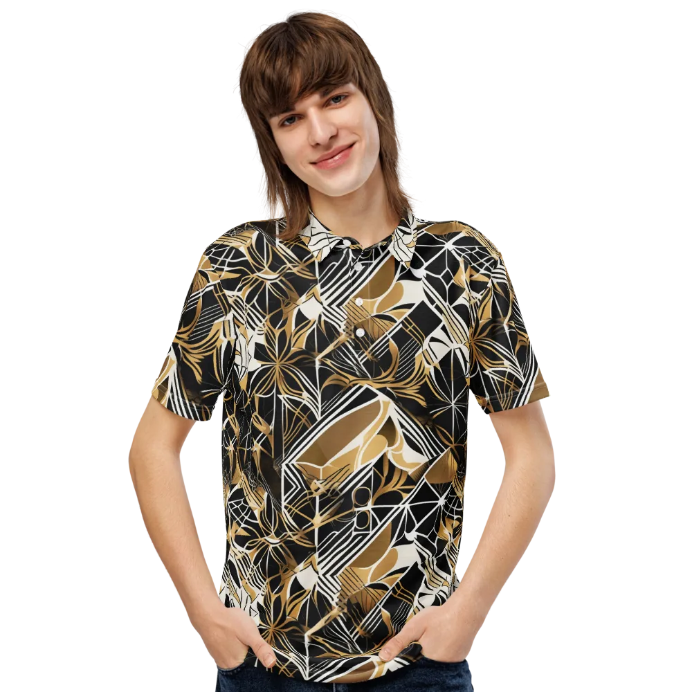 Black Tie Botanica on Men's Slim Fit Polo Shirt — Front